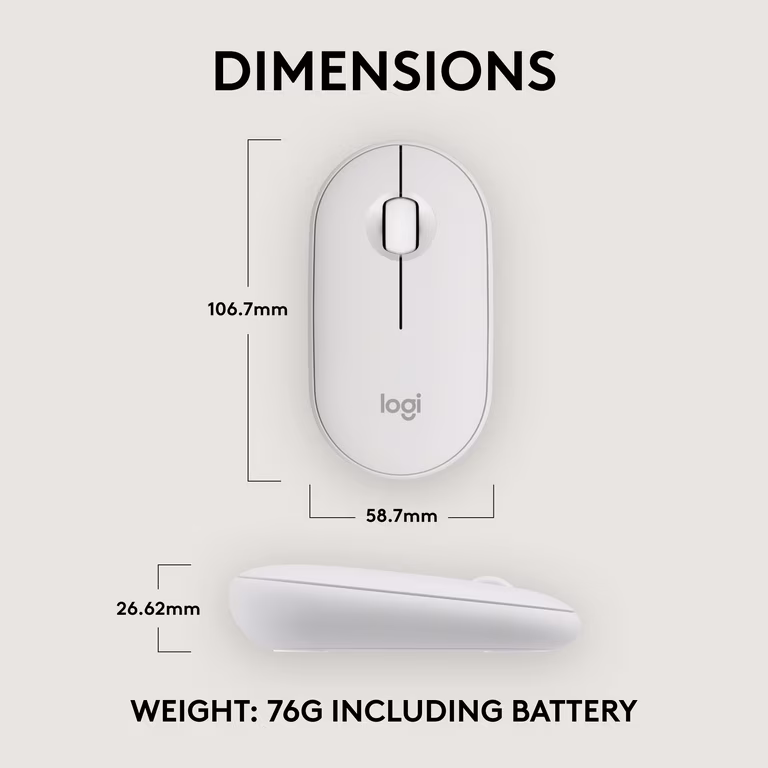 Logitech M350S Pebble 2 Tonal Wireless Mouse - White