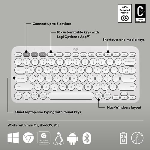 Logitech K380S Pebble Keys 2 Tonal - White