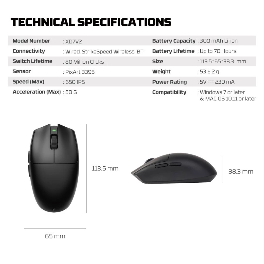 FANTECH ARIA II XD7V2 Gaming Mouse Black
