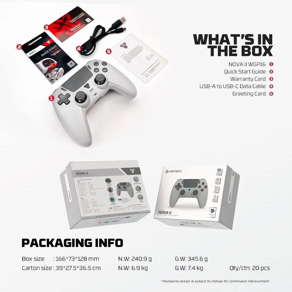 FANTECH NOVA II WGP16 Gamepad Wireless Gray