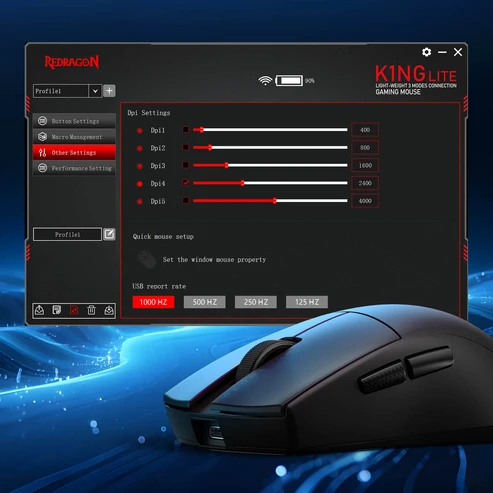 REDRAGON K1NG M916 LITE Wireless Gaming Mouse Black