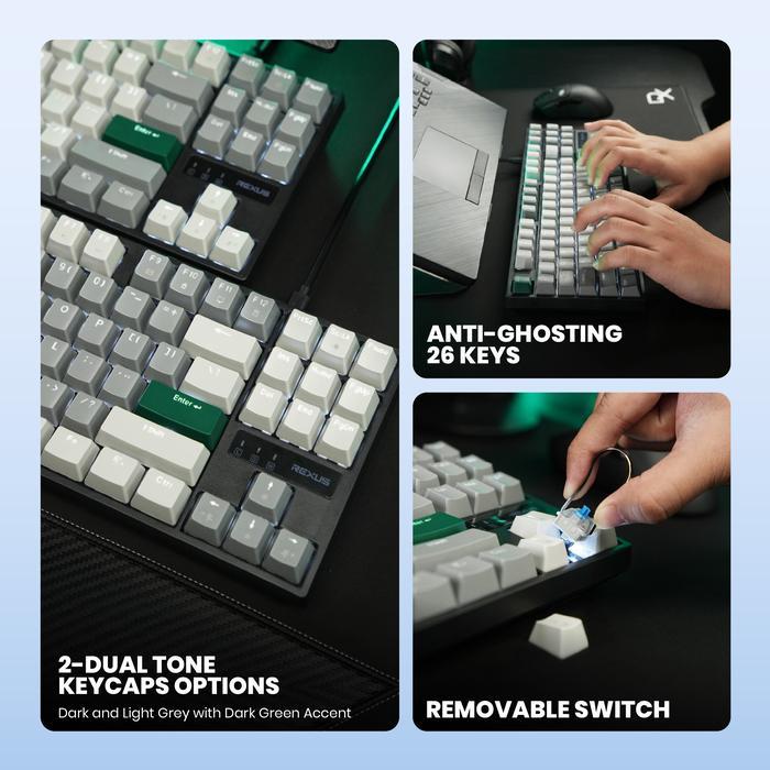 KEYBOARD GAMING MECHANICAL REXUS KX4 V2 LIGHT GREY RED