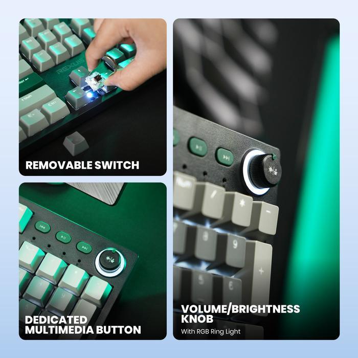 KEYBOARD GAMING MECHANICAL REXUS KX5 V2 DARK GREY BLUE