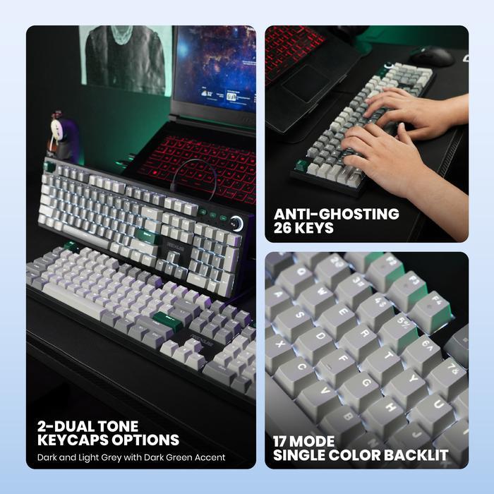 KEYBOARD GAMING MECHANICAL REXUS KX5 V2 LIGHT GREY BLUE