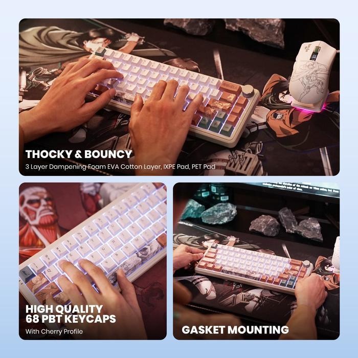 KEYBOARD MECHA AETHER AOT EDITION A-65 KTT WHITE SW