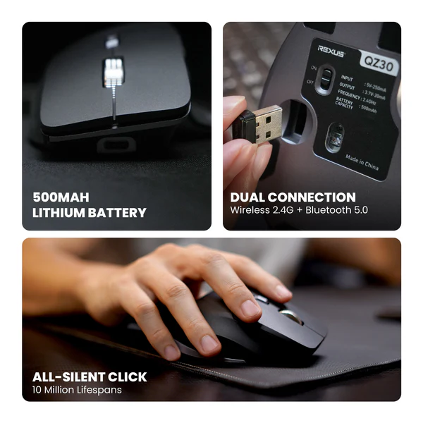 REXUS Flow QZ30 Mouse Office Wireless Black