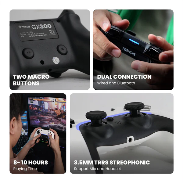 REXUS Gladius GX300 V.2 Gamepad Wireless - Black