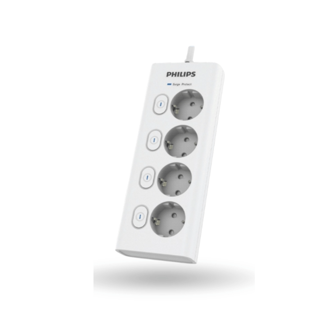 Philips Surge Protection 450J, 4000W, Power Strip 4 Socket 2M CHP6740WA