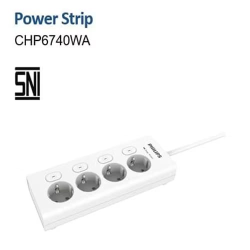 Philips Surge Protection 450J, 4000W, Power Strip 4 Socket 2M CHP6740WA