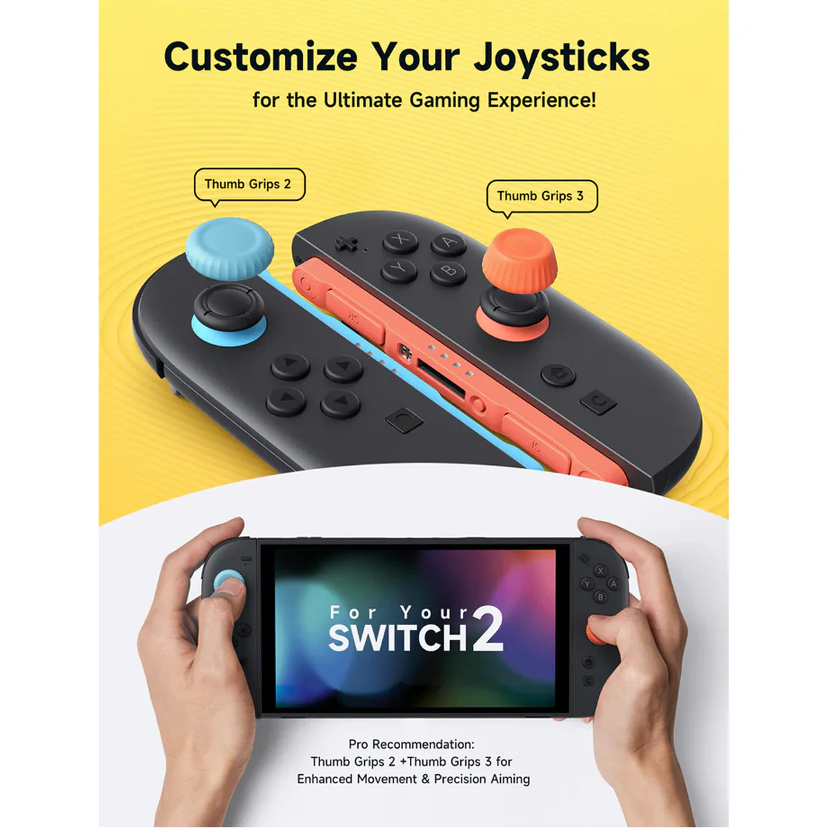 JSAUX Nintendo Switch 2 Thumb Grip Set Black GP0404