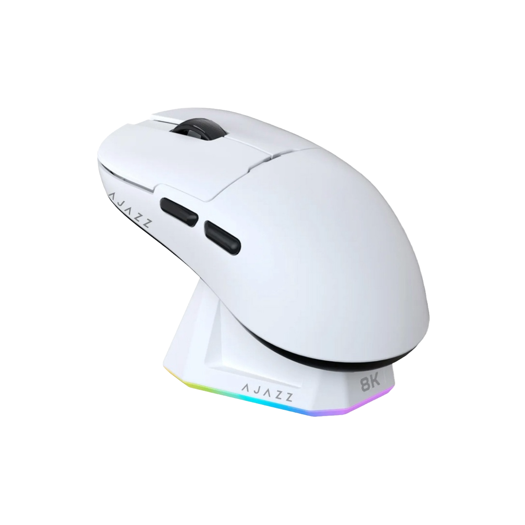 Ajazz AJ159P Gaming Mouse with Magnetic Charging Dock White