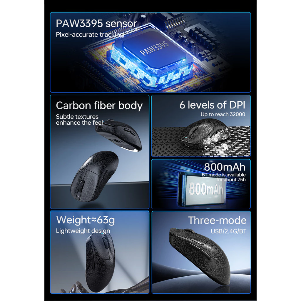 AJAZZ AJ199 MAX Carbon Wireless Gaming Mouse Black