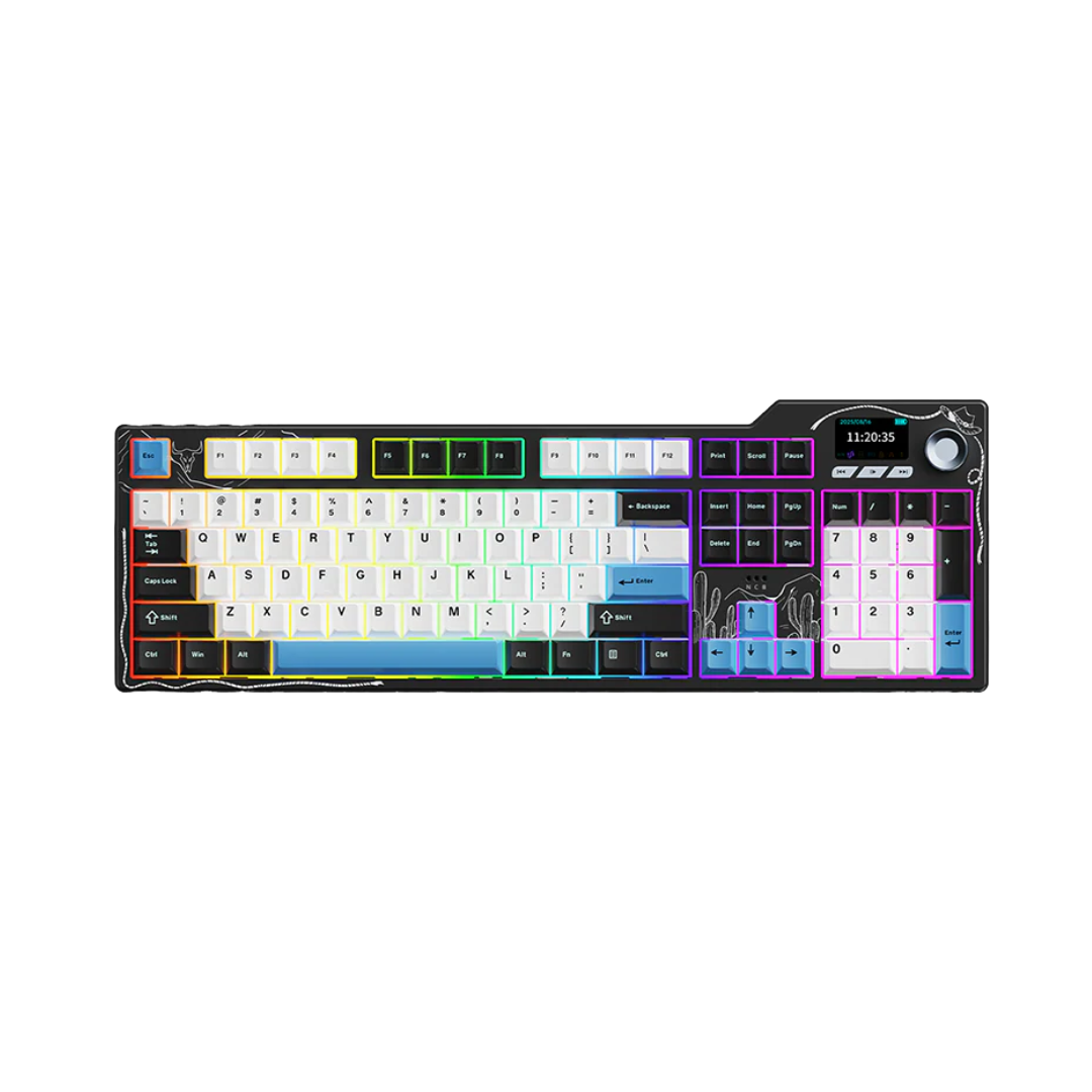 Ajazz AK35I V4 Wireless Gaming Keyboard Lychee Switch - Black White Blue