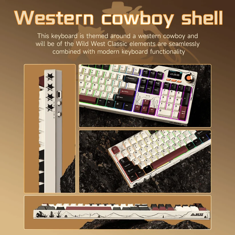AJAZZ AK35I V4 Wireless Gaming Keyboard Lychee Switch - Black White Blue