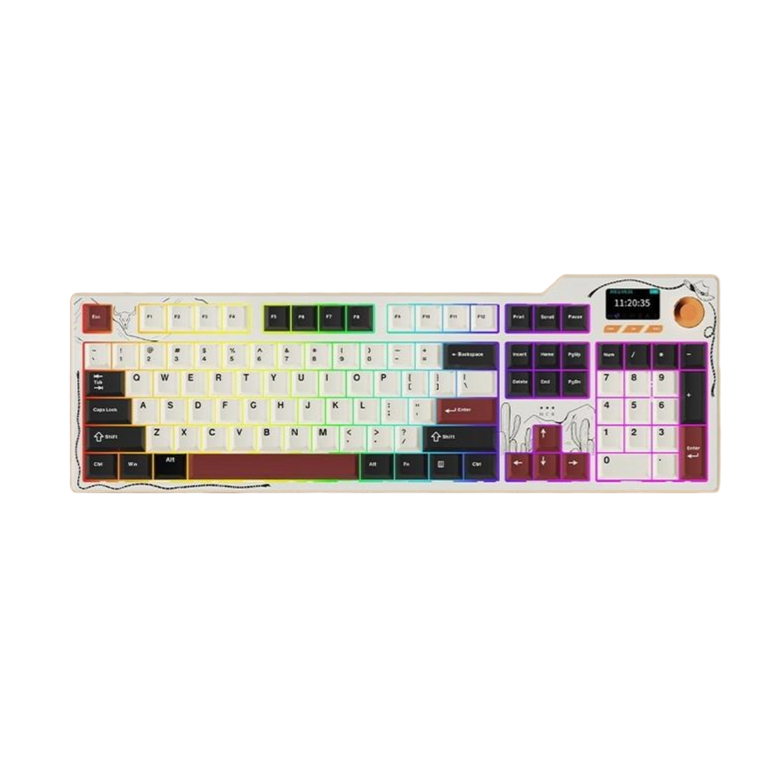 Ajazz AK35I V4 Wireless Gaming Keyboard Lychee Switch - Black Cream Red