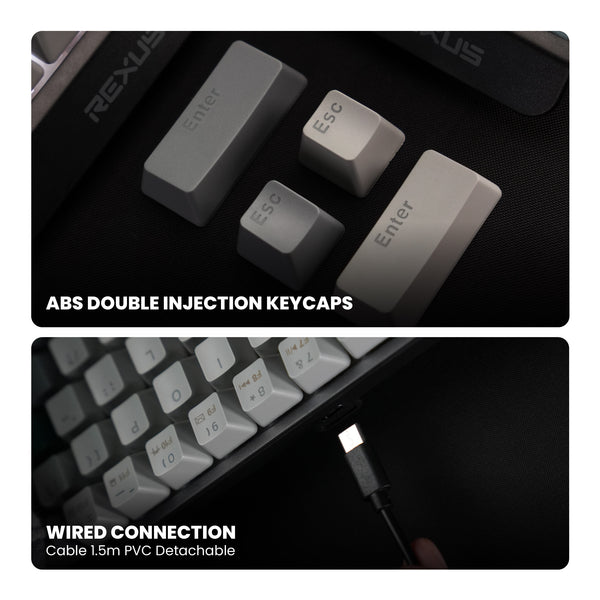 REXUS KX3 V2 Keyboard Gaming Dark Grey Switch Blue