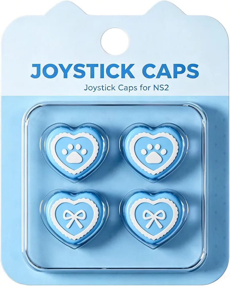 PMW HEART CAT PAW BOW THUMBGRIPS FOR NS2 PW0006