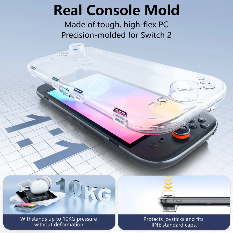 IINE One - Piece Magnetic Transparent Case for Switch 2 (L1165)
