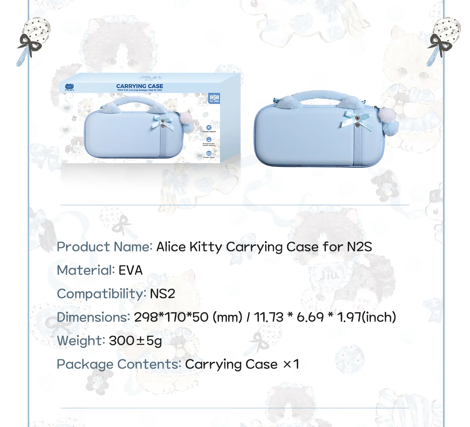 PMW EVA Carrying Storage Case Alice Kitty Series for Switch 2 (PW0005)