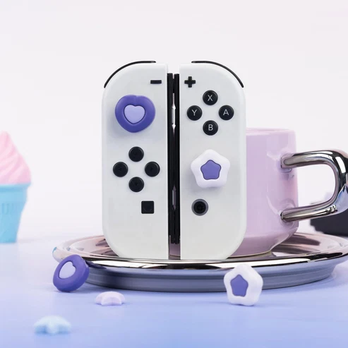 Geekshare Ns Dark Cream Heart Thumb Grips Caps