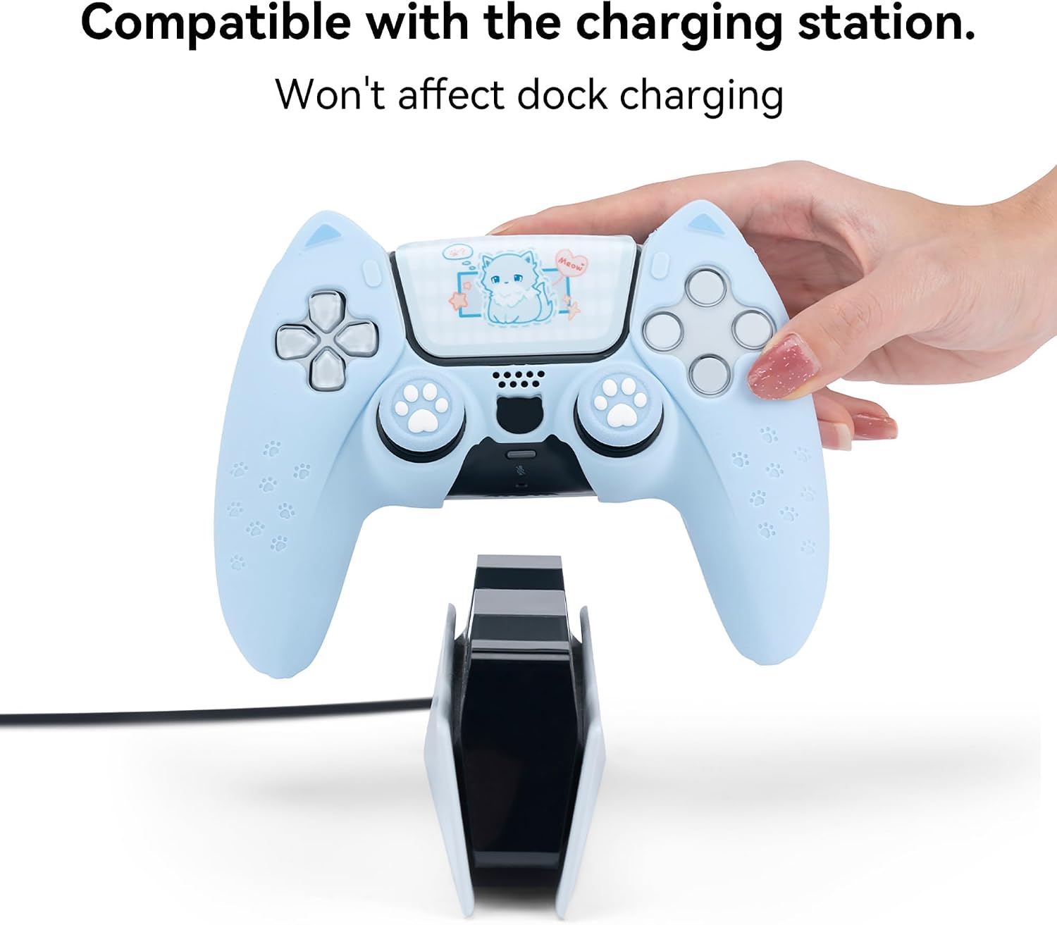 Geekshare Ps5 Cat Paw Silicon Cover Light Blue