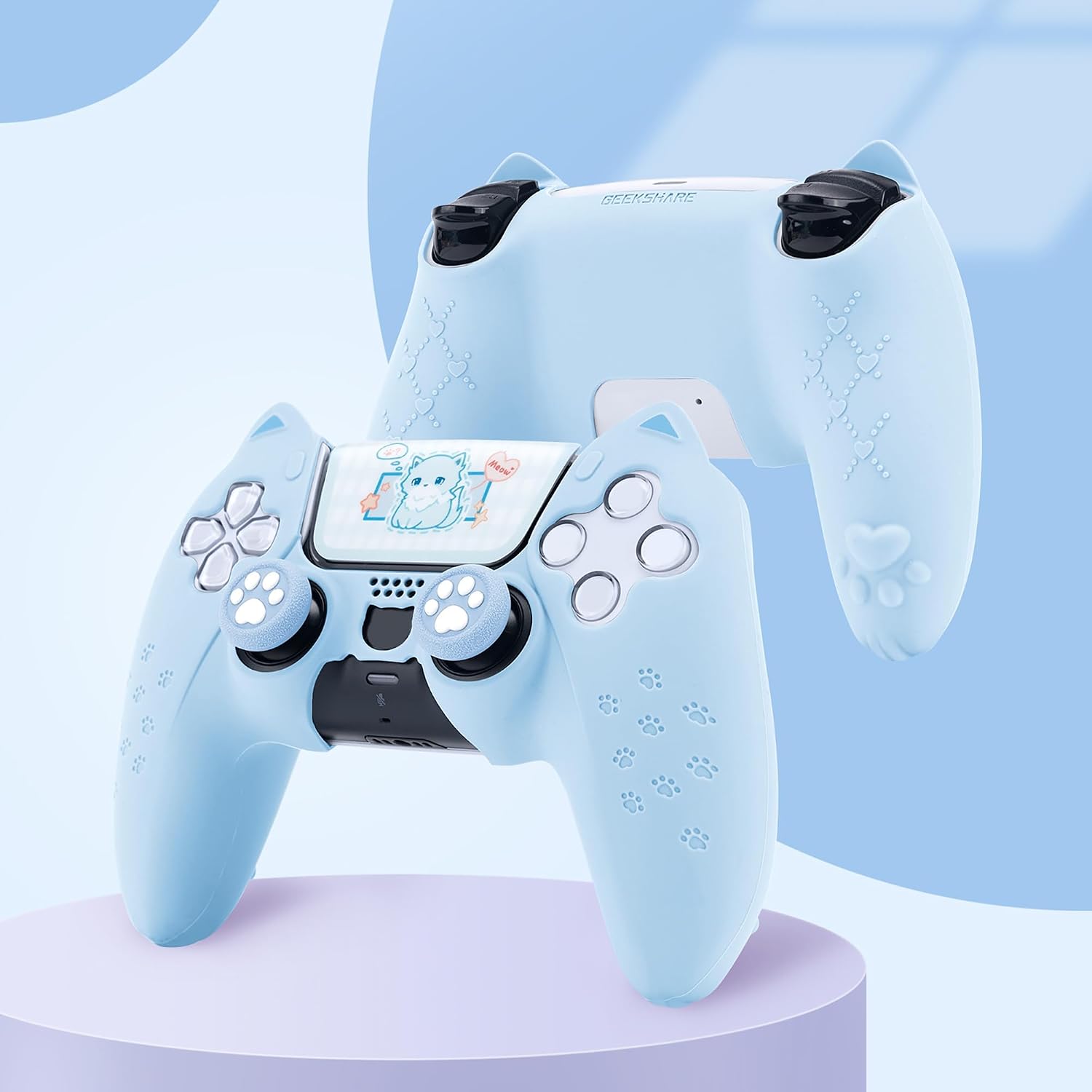 Geekshare Ps5 Cat Paw Silicon Cover Light Blue