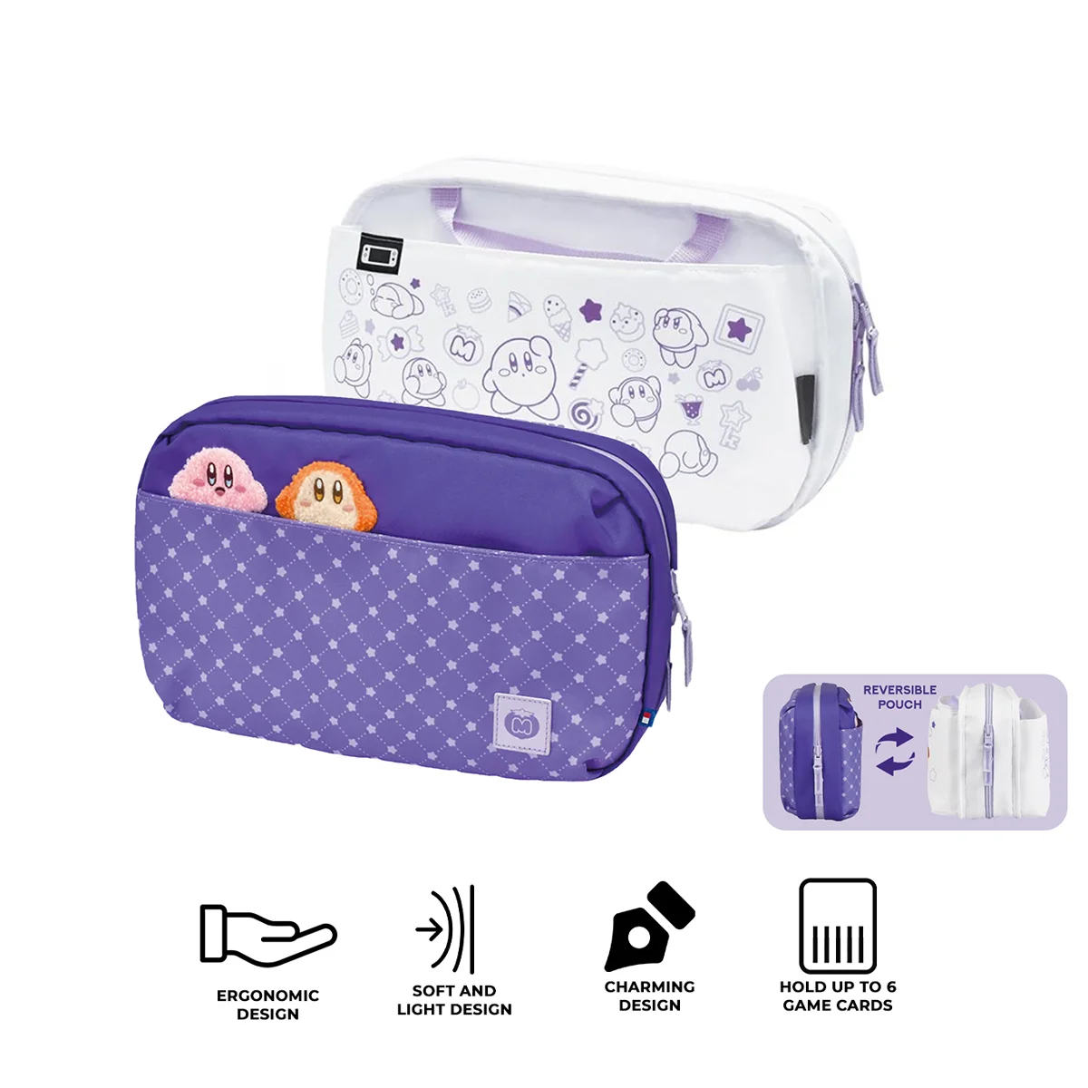 Ns2 Hori Reversible Travel Pouch Kirby & Waddle Dee