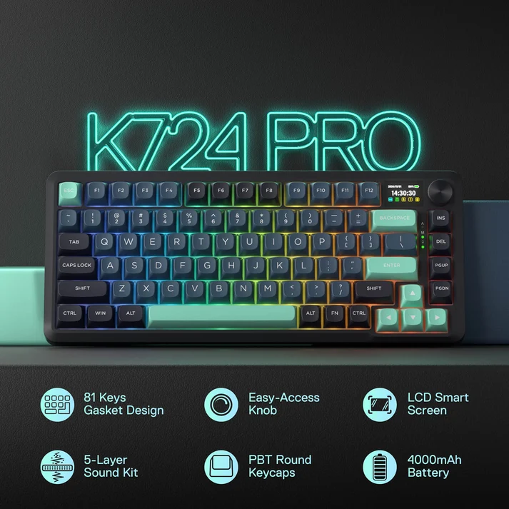 Redragon BEHEMOTH K724GBG RGB PRO Wireless Keyboard Black Green