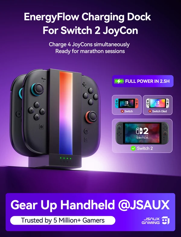 Ns2 Jsaux Charging Dock For Joycon Black Gp0501