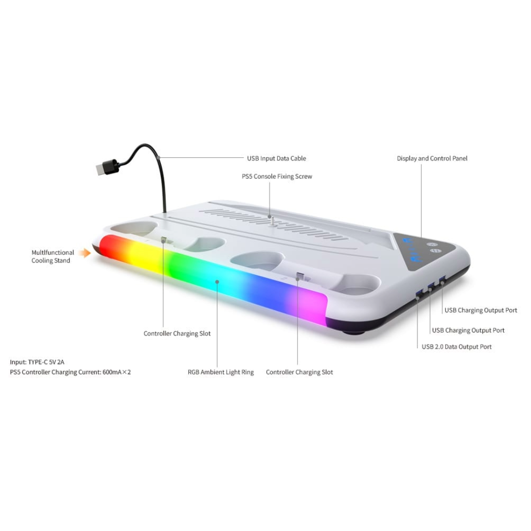 HOZKAII Multi-function Cooling Charging Dock for PS5