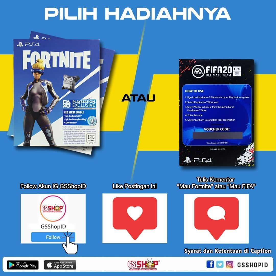 Giveaway Digital Voucher DLC Fortnite dan FIFA 21