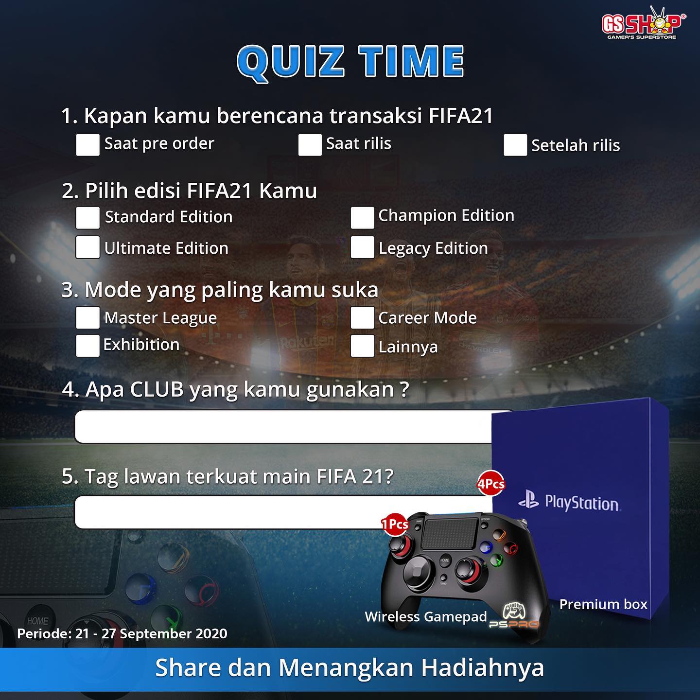 Giveaway Quiz Time FIFA 21
