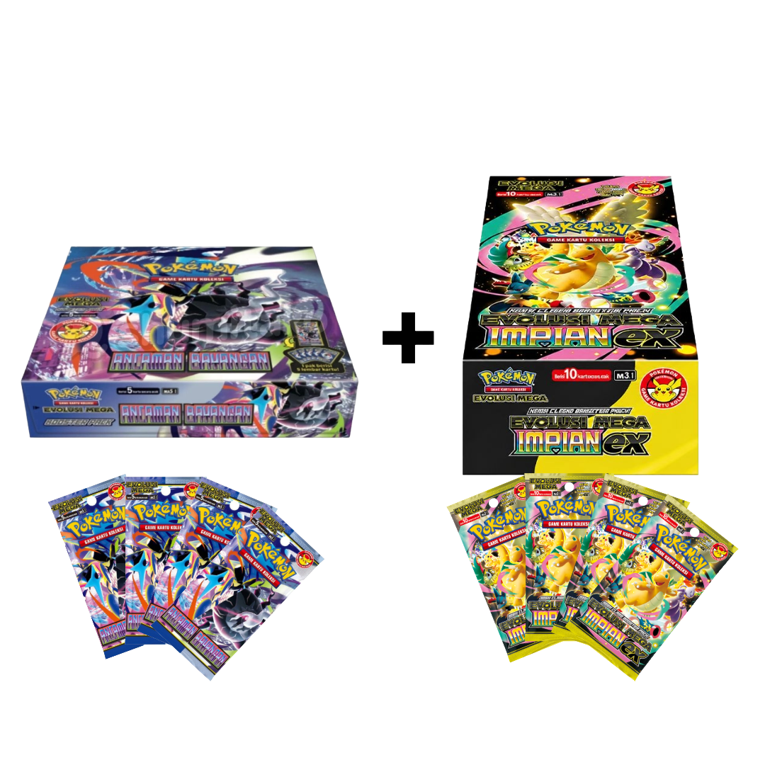 Pokemon TCG Indonesia Bundle Booster Box Mega Impian Ex MA3 & Ancaman Bayangan MA5